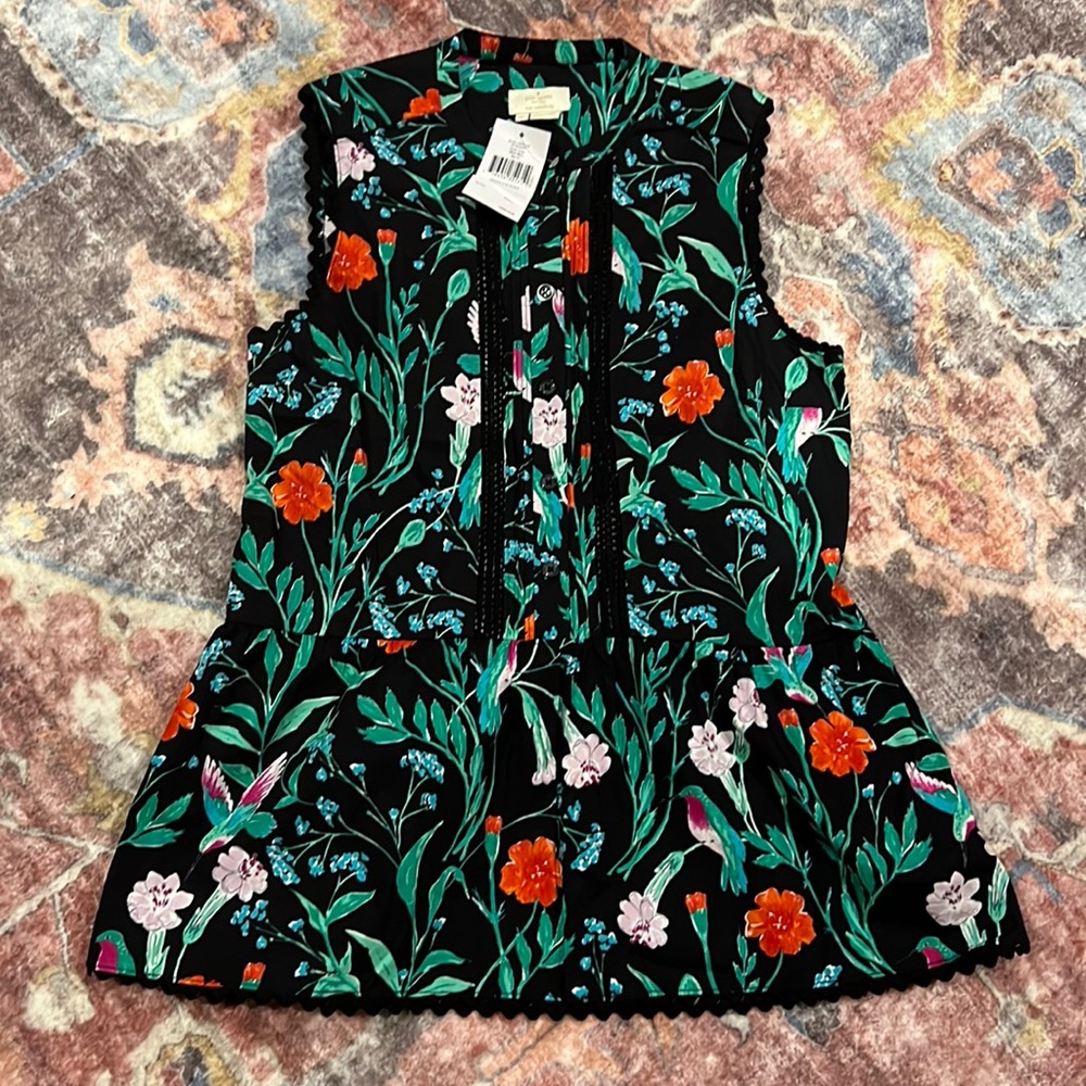Kate Spade “live colorfully” jardin poplin top